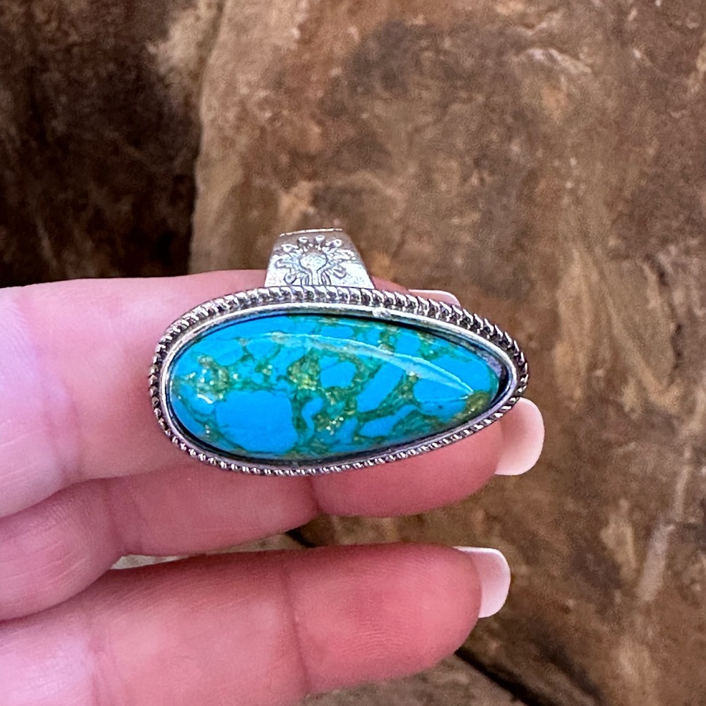 Silver Turquoise Teardrop Ring - Picture 7 of 8